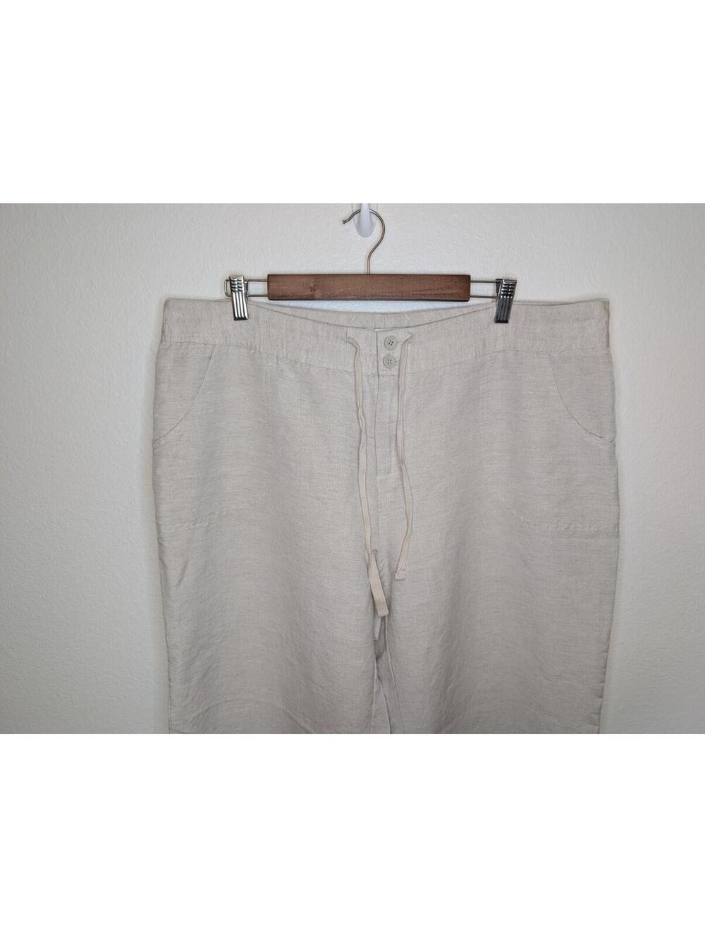 Coldwater Creek Womens Beige Linen Blend Pants Size 18 Relaxed Straight Leg - Picture 2 of 9
